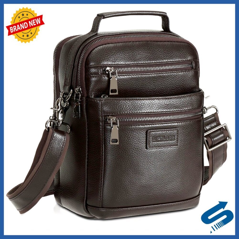 Italian Leather Messenger Bag Crossbody Shoulder Bag for Men Adjustable Strap